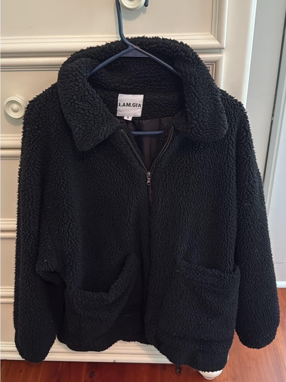 I.AM.GIA Black Teddy Sherpa Zip-Up Jacket